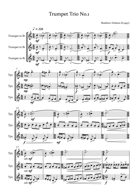 Trumpet Trio No 1 Sheet Music