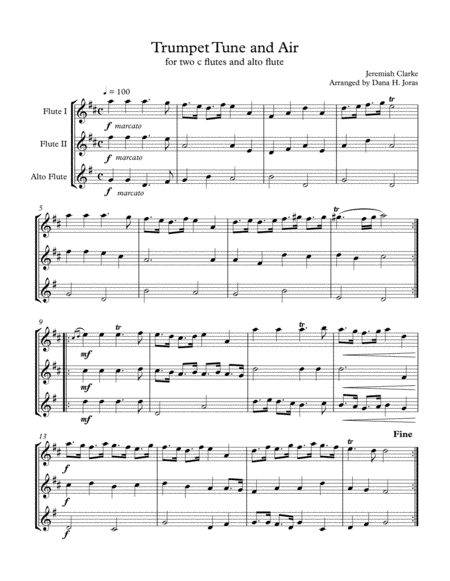 Trumpet Tune And Air For Flute Trio Sheet Music