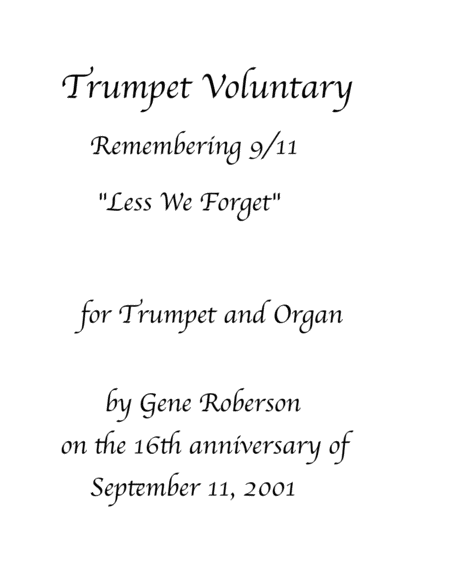 Free Sheet Music Trumpet Voluntary For 9 11 Less We Forget