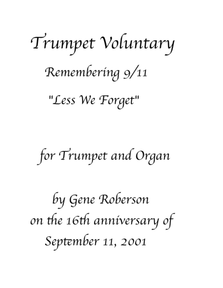 Trumpet Voluntary For 9 11 Less We Forget Sheet Music