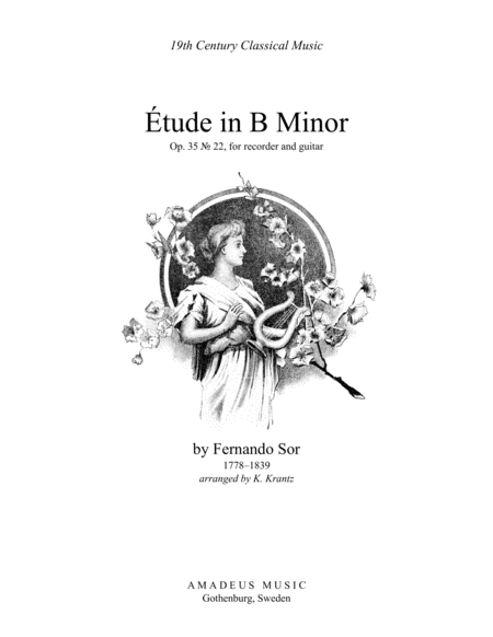 Tude Study In B Minor Op 35 No 22 For Treble Recorder And Guitar Sheet Music