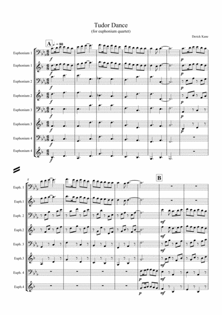 Tudor Dance By Derick Kane For Euphonium Quartet Sheet Music