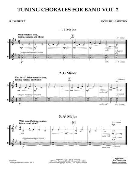 Tuning Chorales For Band Volume 2 Bb Trumpet 3 Sheet Music