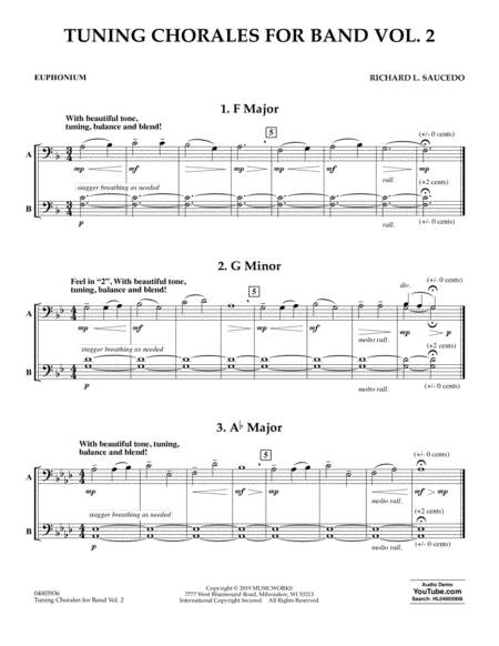Free Sheet Music Tuning Chorales For Band Volume 2 Euphonium