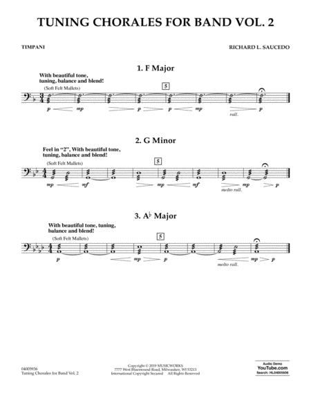 Free Sheet Music Tuning Chorales For Band Volume 2 Timpani