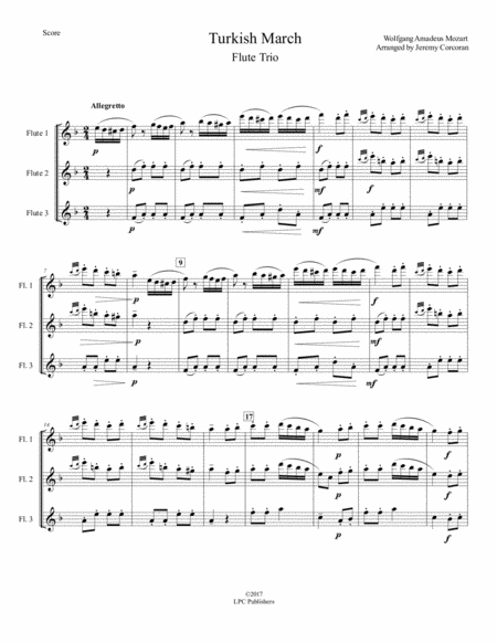 Turkish March For Flute Trio Sheet Music