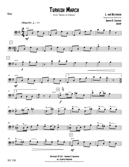 Free Sheet Music Turkish March From Ruins Of Athens