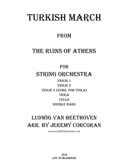 Turkish March From The Ruins Of Athens For String Orchestra Sheet Music