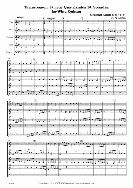 Free Sheet Music Turmsonaten 24 Neue Quatrizinien 10 Sonatina For Wind Quintet