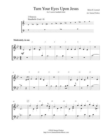Free Sheet Music Turn Your Eyes Upon Jesus For 2 Octave Handbell Choir