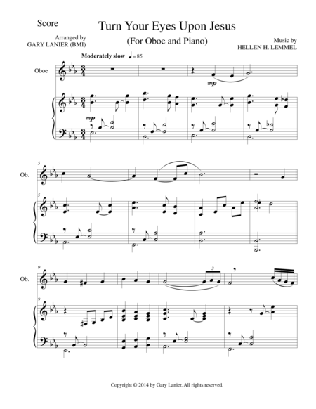 Free Sheet Music Turn Your Eyes Upon Jesus Oboe Piano And Oboe Part