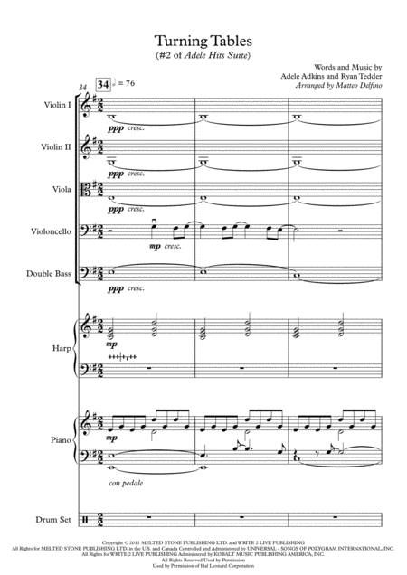 Free Sheet Music Turning Tables 2 Of 4 In Adele Hits Suite String Orchestra