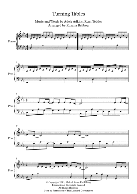 Turning Tables By Adele Piano Sheet Music