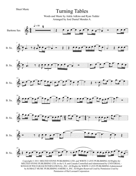 Turning Tables For Baritone Sax Sheet Music