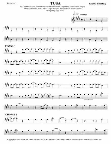 Tusa Tenor Sax Sheet Music