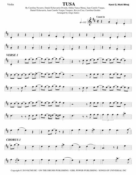 Free Sheet Music Tusa Violin