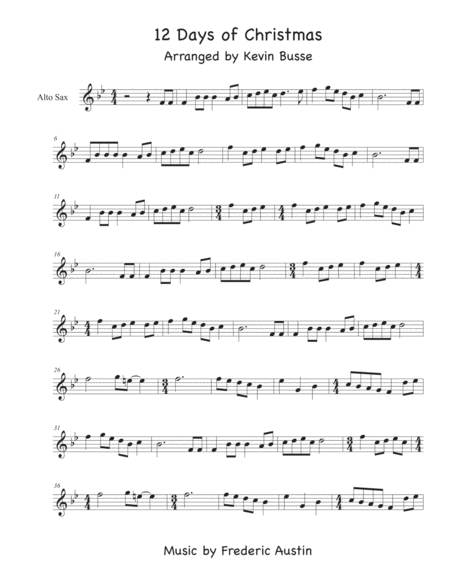 Twelve 12 Days Of Christmas Alto Sax Sheet Music