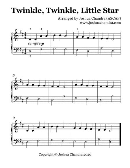 Twinkle Twinkle Little Star 2 Hands Easy Piano Sheet Music