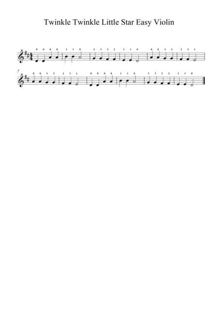 Twinkle Twinkle Little Star For Easy Violin Sheet Music