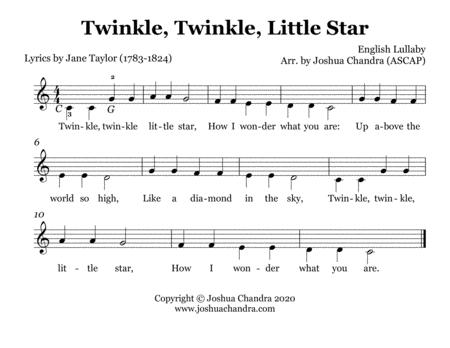 Twinkle Twinkle Little Star Monophonic Easy Piano Sheet Music