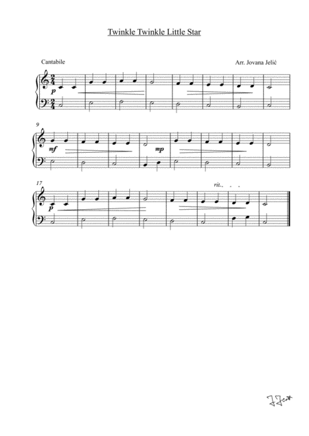 Twinkle Twinkle Little Star Piano Easy Sheet Music