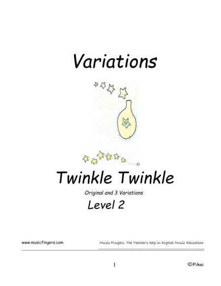 Free Sheet Music Twinkle Twinkle W A Mozart Lev 2 Variations