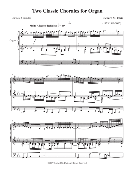 Two Classic Chorales For Organ Sheet Music