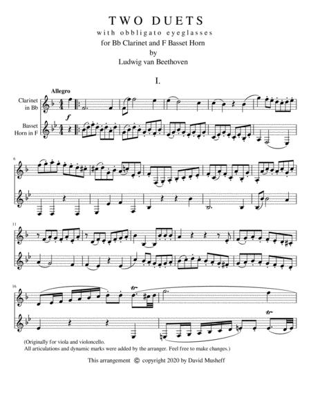 Free Sheet Music Two Duets With Obbligato Eyeglasses For Bb Clarinet And Basset Horn