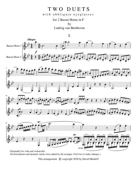 Two Duets With Obbligato Eyeglasses For Two Basset Horns Sheet Music