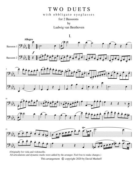 Free Sheet Music Two Duets With Obbligato Eyeglasses For Two Bassoons