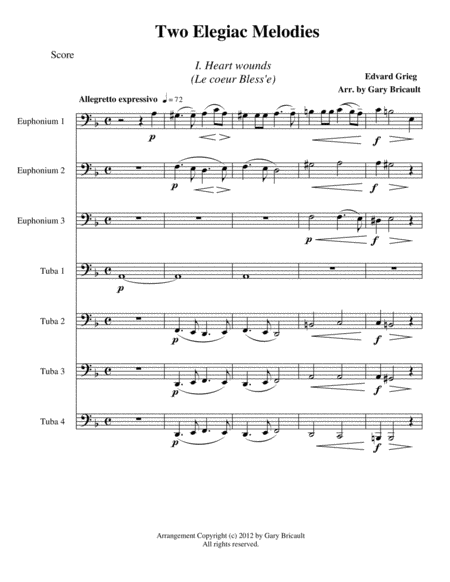 Two Elegiac Melodies Sheet Music