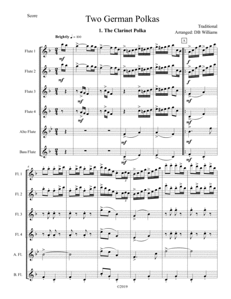 Free Sheet Music Two German Polkas Flute Choir