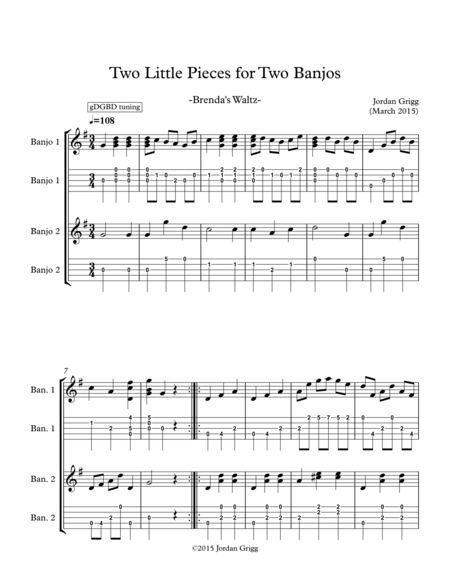 Two Little Pieces For Two Banjos Sheet Music