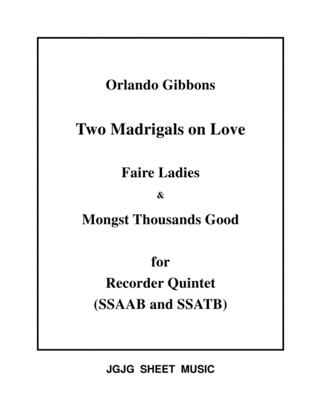 Free Sheet Music Two Madrigals On Love For Recorder Quintet