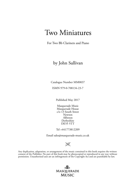 Free Sheet Music Two Miniatures For 2 Clarinets Bb And Piano