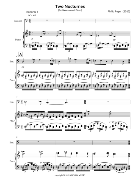 Two Nocturnes For Bassoon Piano Sheet Music