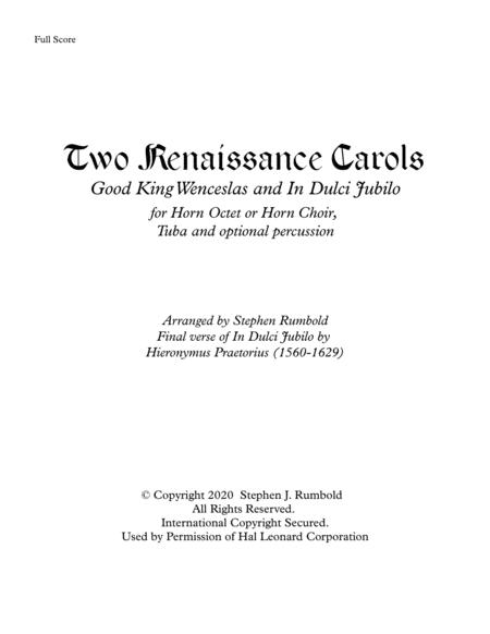 Free Sheet Music Two Renaissance Carols For Horn Octet Or Horn Choir Tuba And Optional Percussion