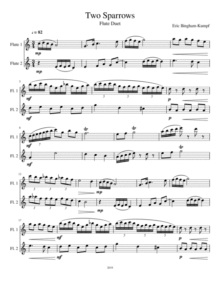 Free Sheet Music Two Sparrows