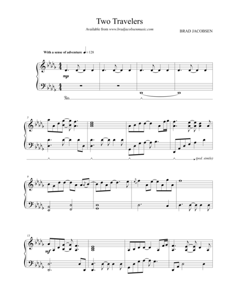 Free Sheet Music Two Travelers By Brad Jacobsen