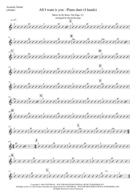 U2 All I Want Is You Piano Guitar Soprano Sax Early Intermediate Sheet Music