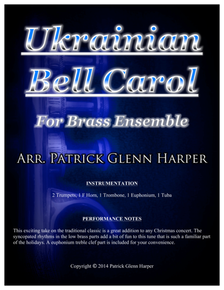 Free Sheet Music Ukrainian Bell Carol For Brass Ensemble