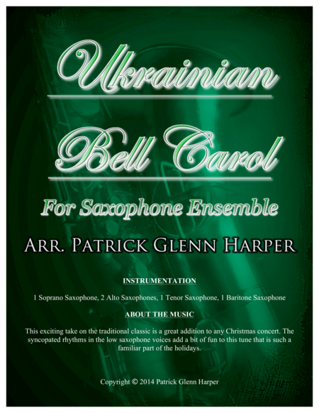 Free Sheet Music Ukrainian Bell Carol For Saxophone Ensemble