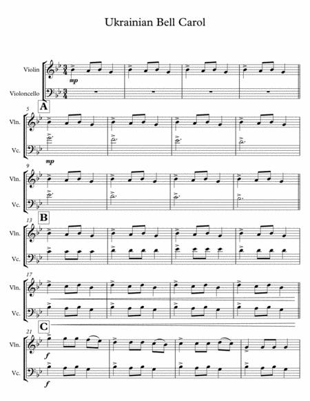 Ukrainian Bell Carol For Violin And Cello Sheet Music