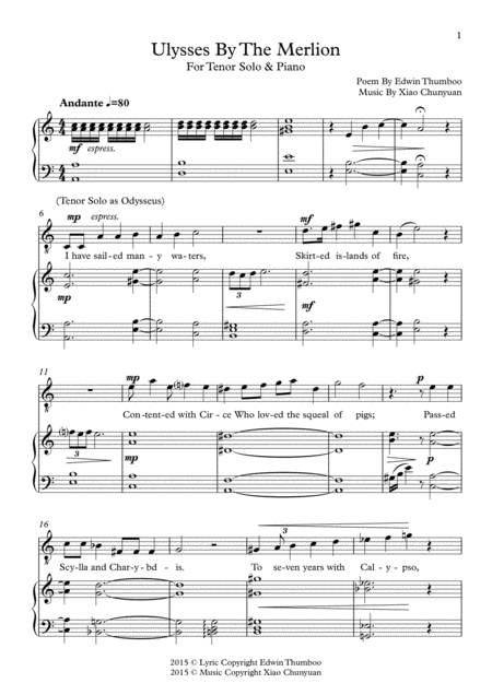 Ulysses By The Merlion Sheet Music