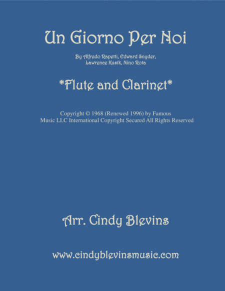 Free Sheet Music Un Giorno Per Noi For Flute And Clarinet
