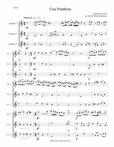 Una Panthera In Compagnia De Marte A Panther In Company Of Mars Arranged For 3 Clarinets Sheet Music