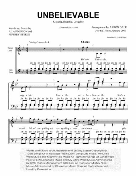 Free Sheet Music Unbelievable