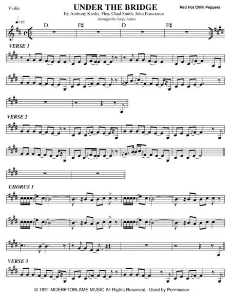 Under The Bridge Violin Sheet Music