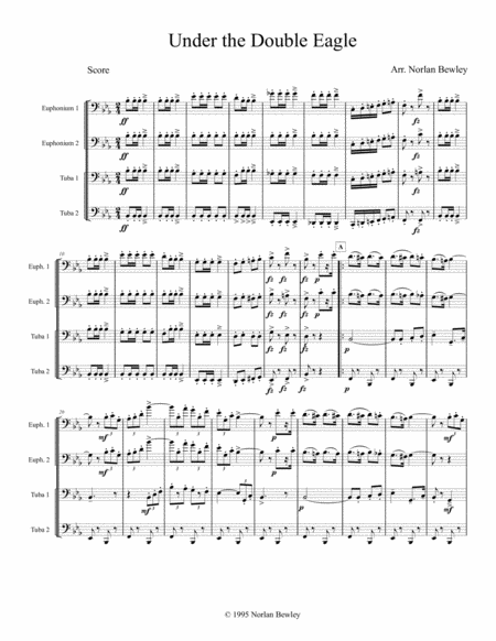 Free Sheet Music Under The Double Eagle March Tuba Euphonium Quartet