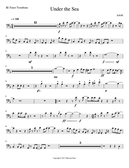 Free Sheet Music Under The Sea Bb Tenor Trombone